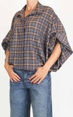 Off-On - Camicia a quadri - Avio/Marrone