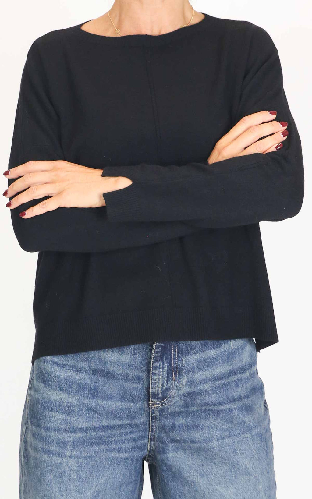 Initial - Maglia spacco laterale - Nero