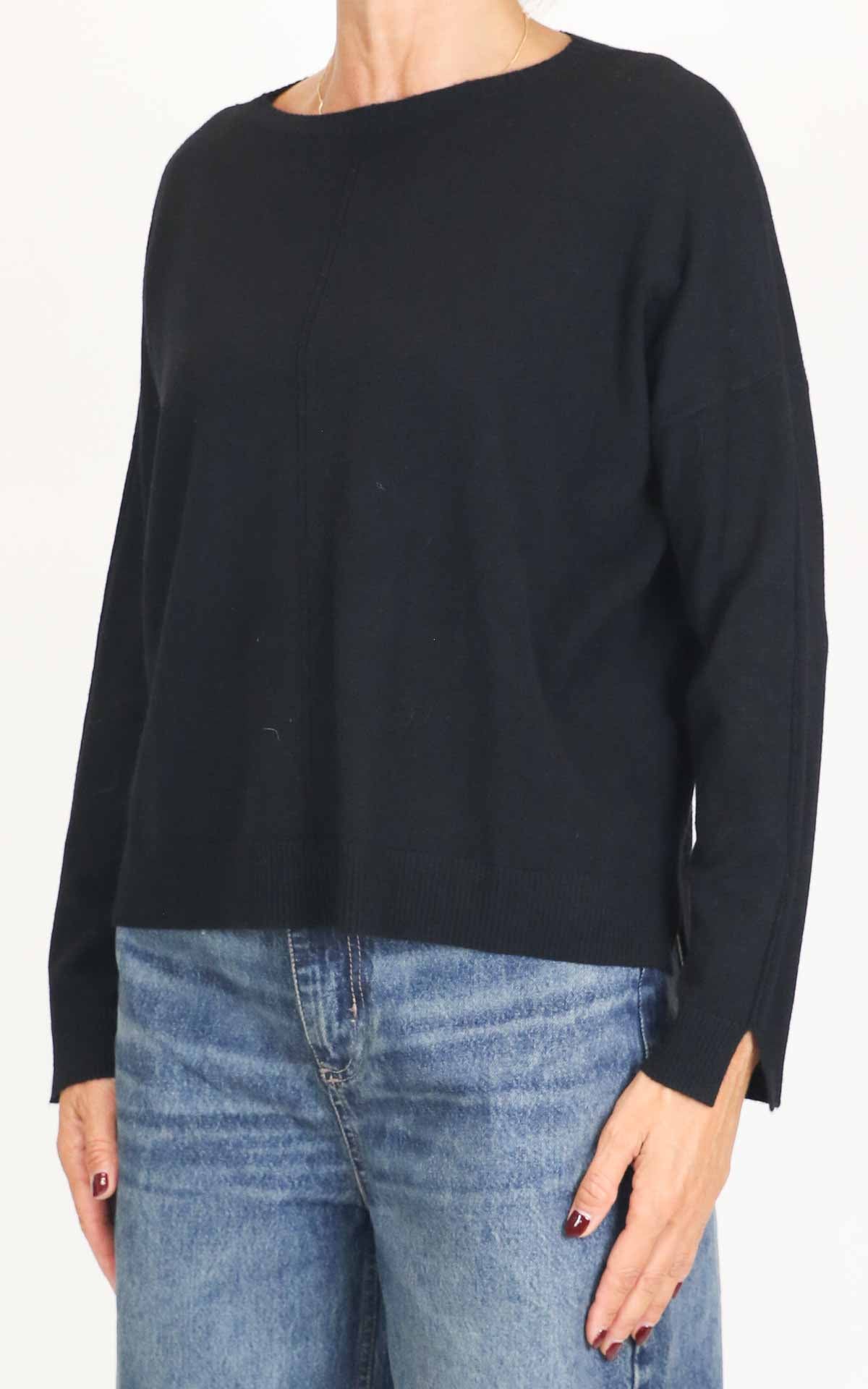 Initial - Maglia spacco laterale - Nero