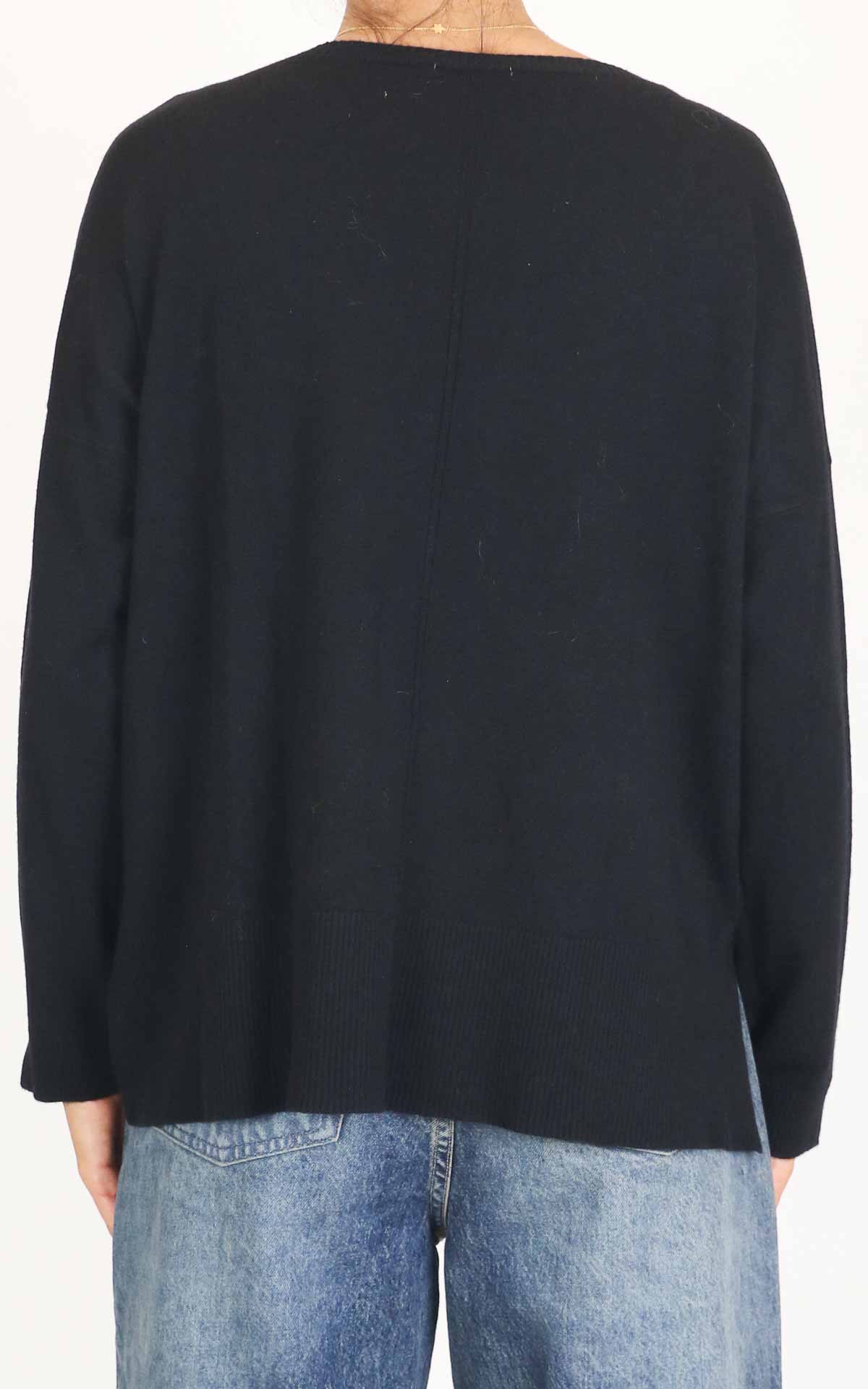 Initial - Maglia spacco laterale - Nero