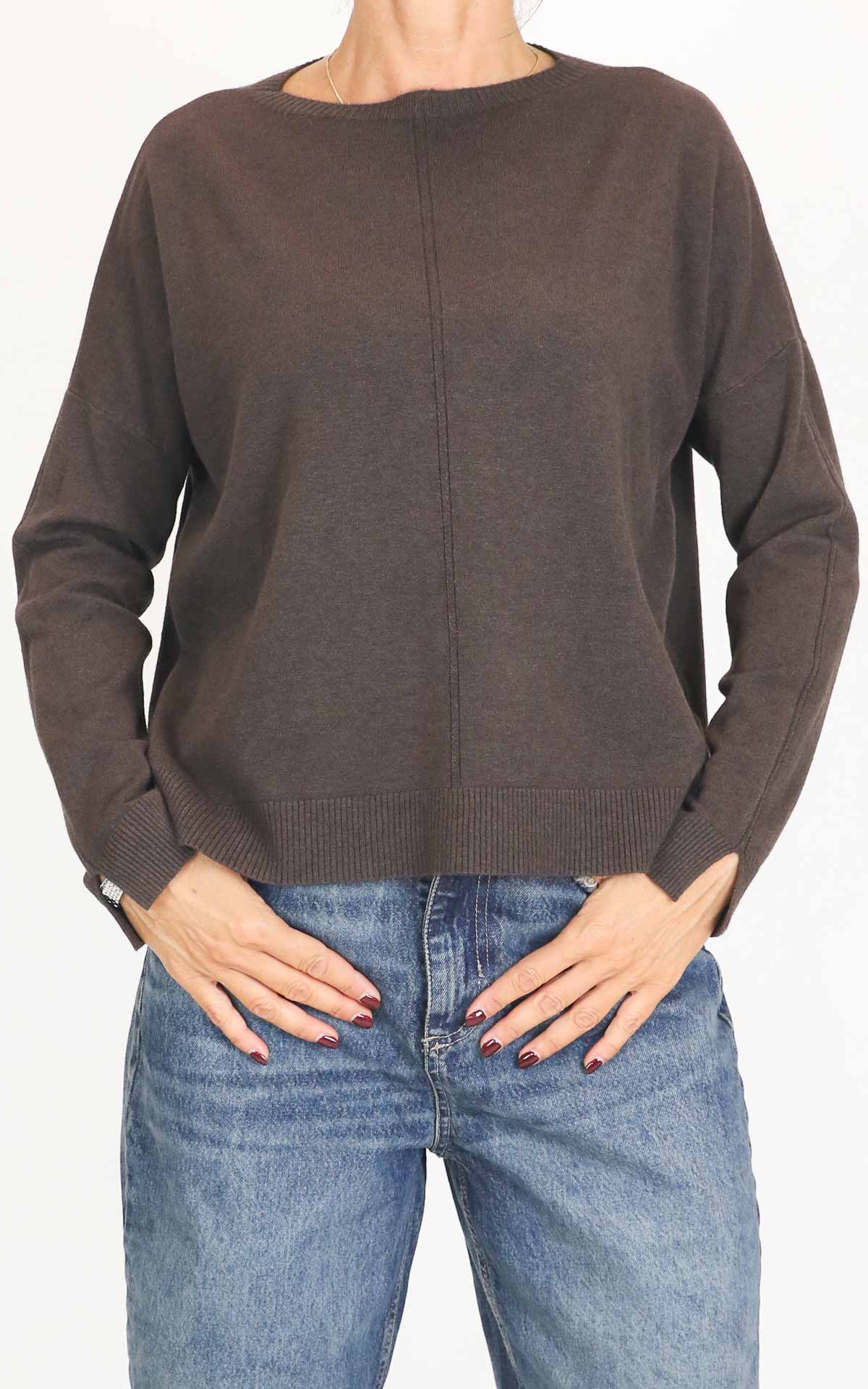 Initial - Maglia spacco laterale - Moro