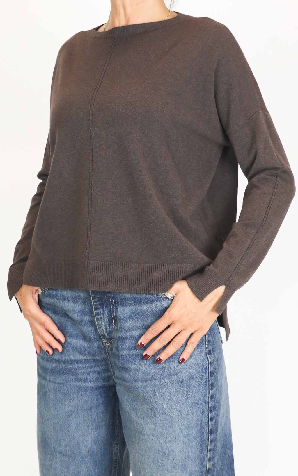 Initial - Maglia spacco laterale - Moro