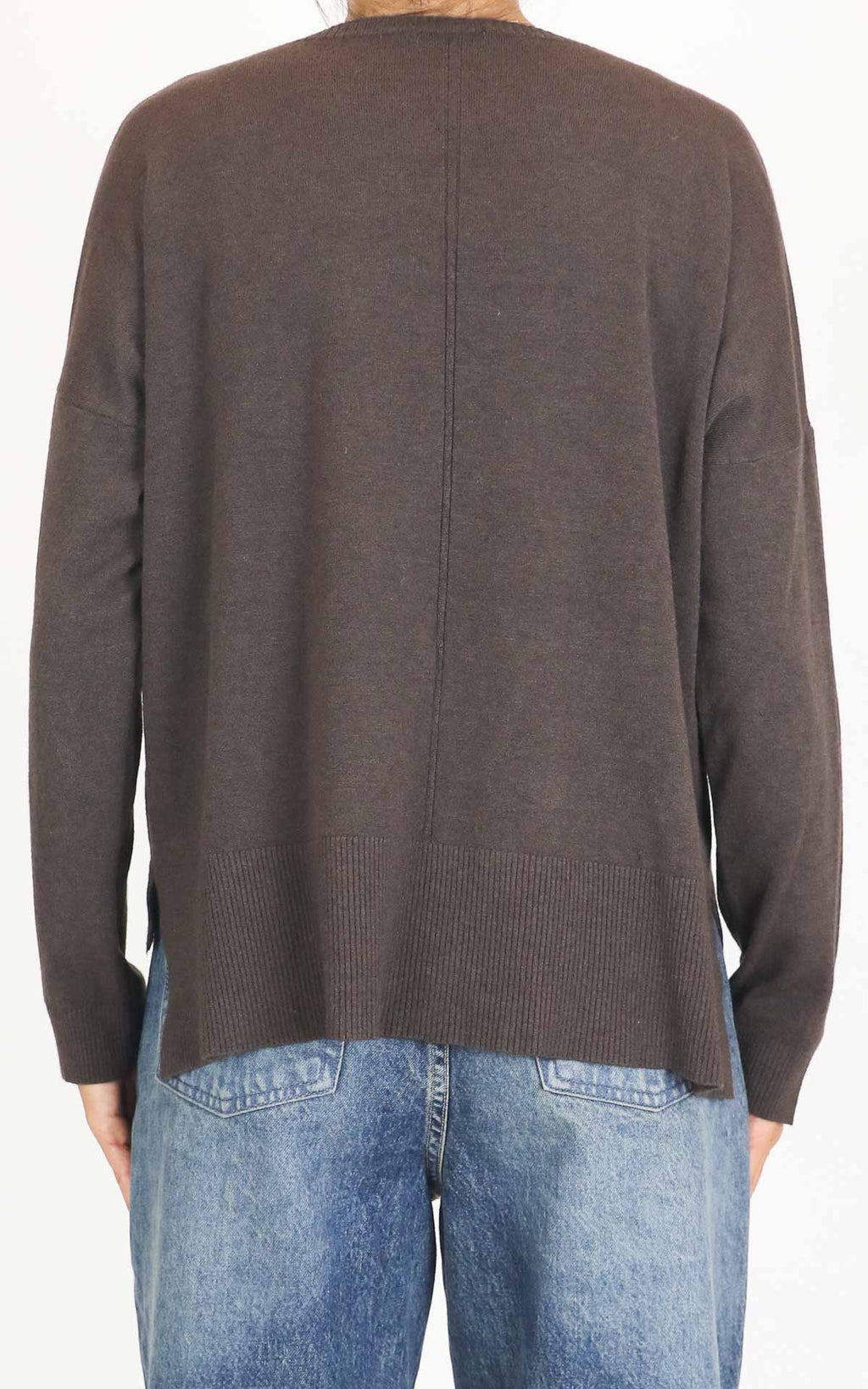 Initial - Maglia spacco laterale - Moro
