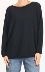 Initial - Maglia over manica con treccia - Nero
