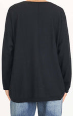 Initial - Maglia over manica con treccia - Nero