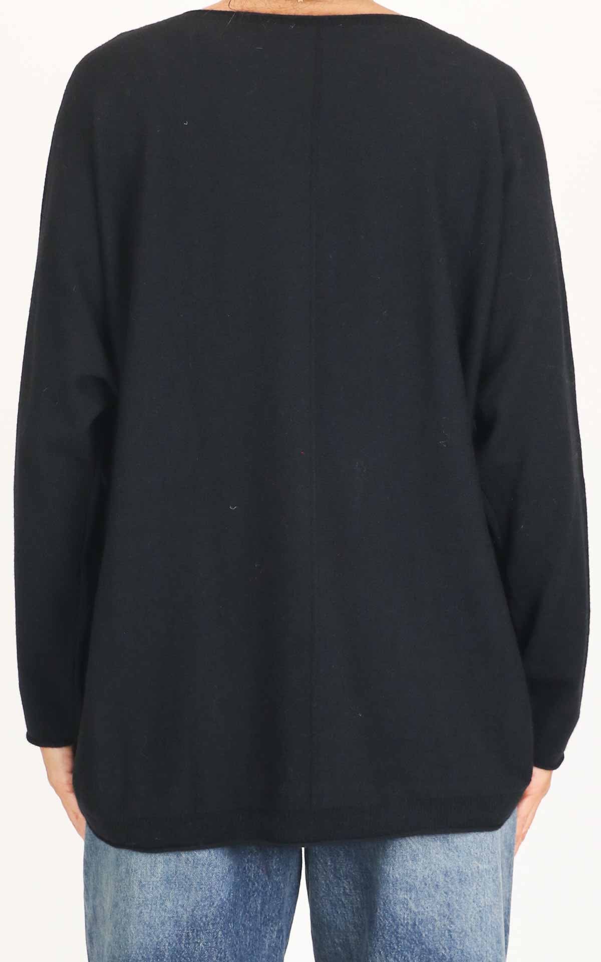 Initial - Maglia over manica con treccia - Nero