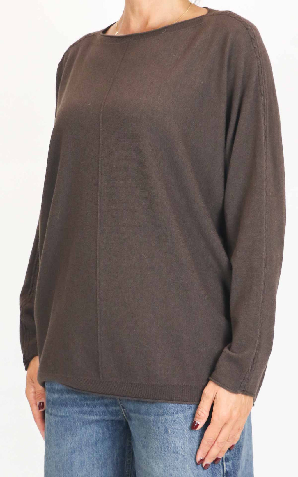 Initial - Maglia over manica con treccia - Moro
