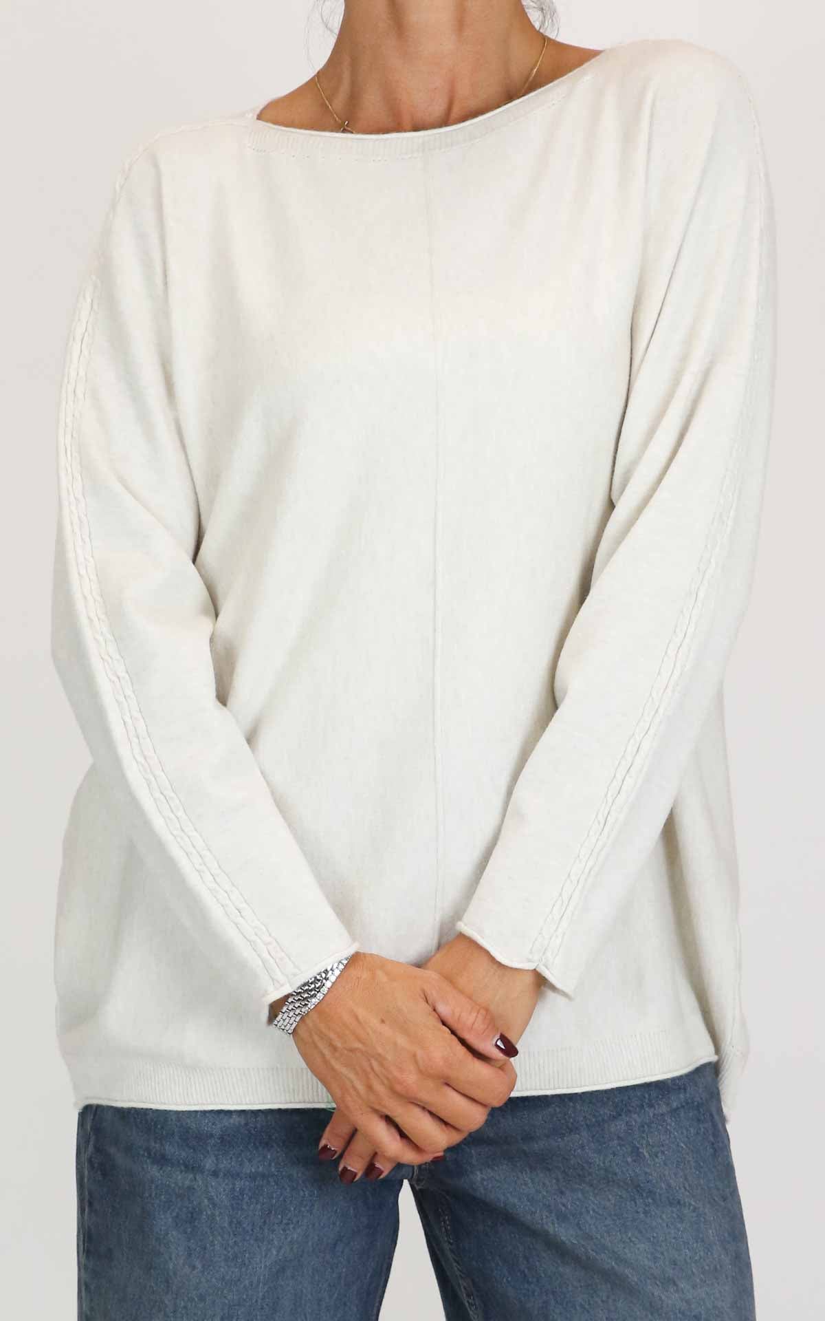 Initial - Maglia over manica con treccia - Avorio