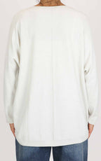 Initial - Maglia over manica con treccia - Avorio