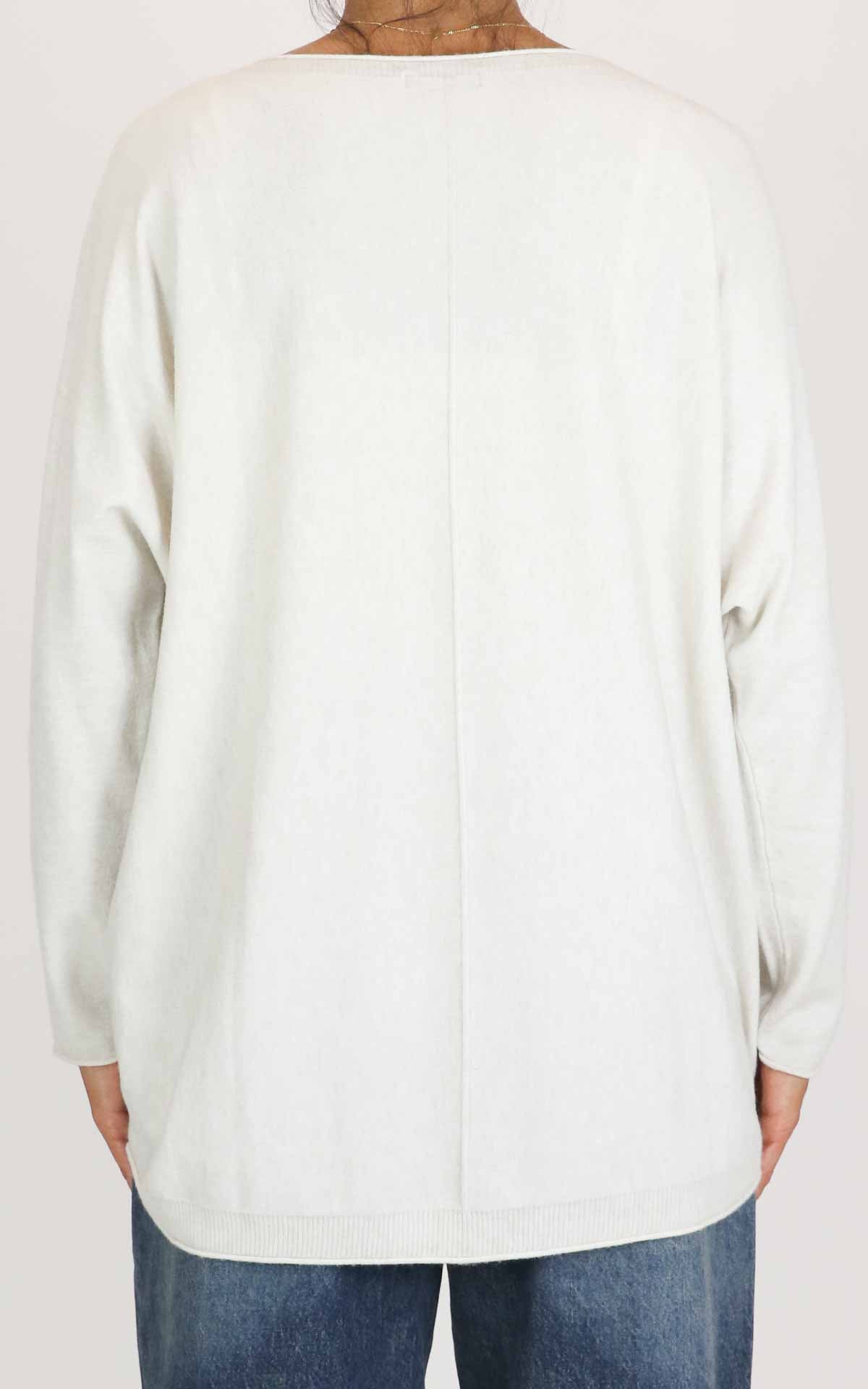 Initial - Maglia over manica con treccia - Avorio