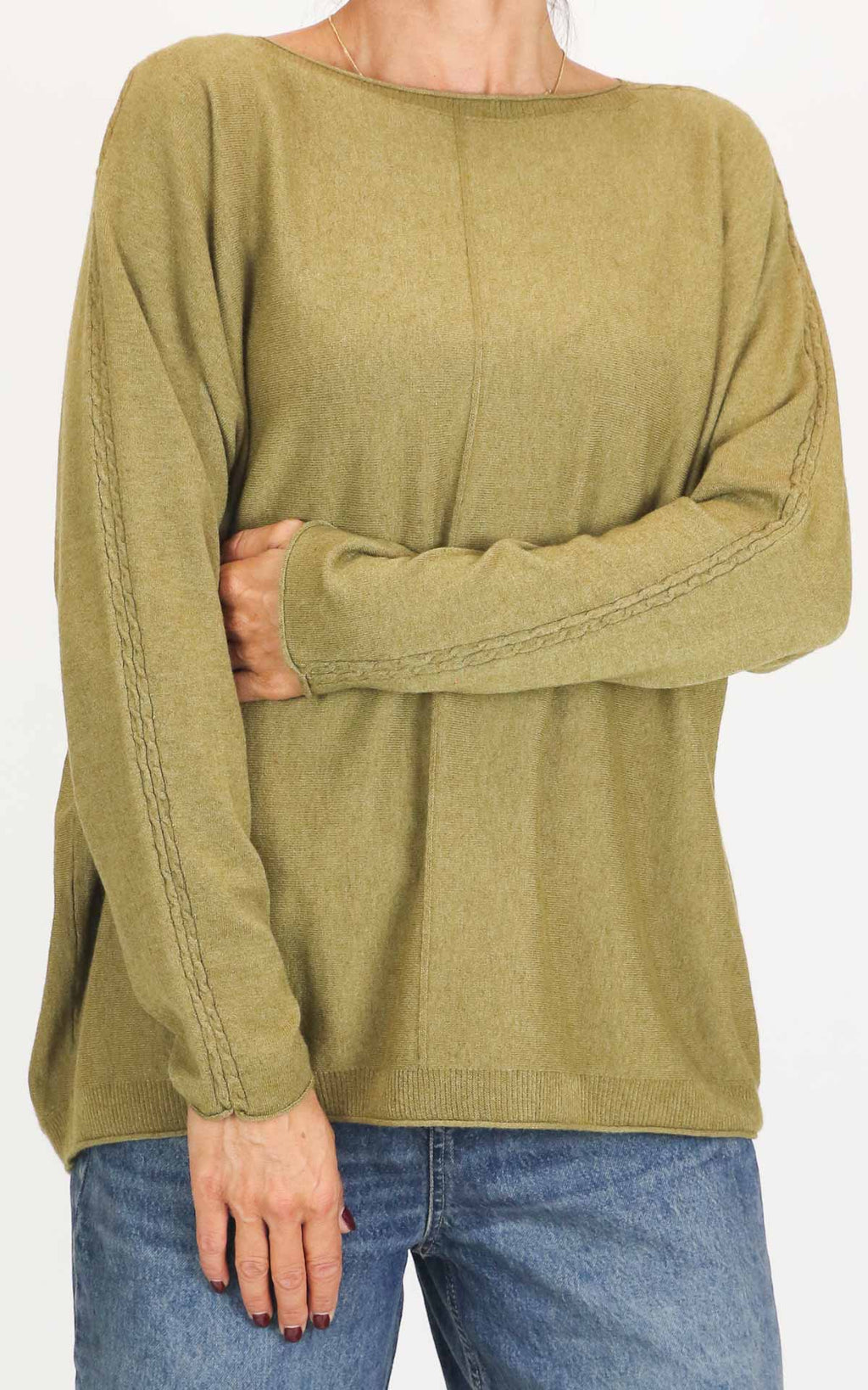 Initial - Maglia over manica con treccia - Olio