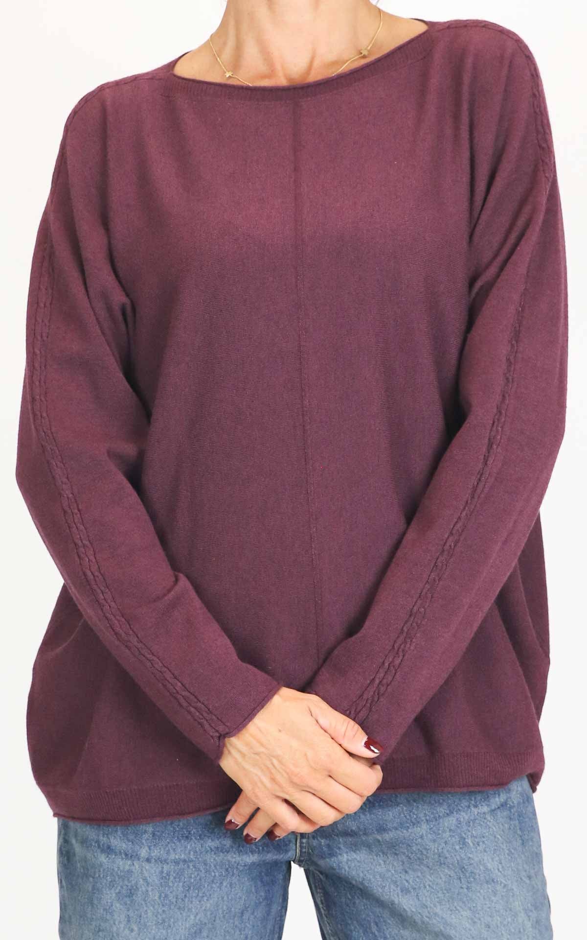 Initial - Maglia over manica con treccia - Barolo
