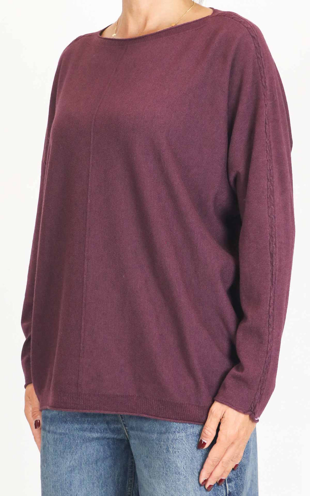 Initial - Maglia over manica con treccia - Barolo