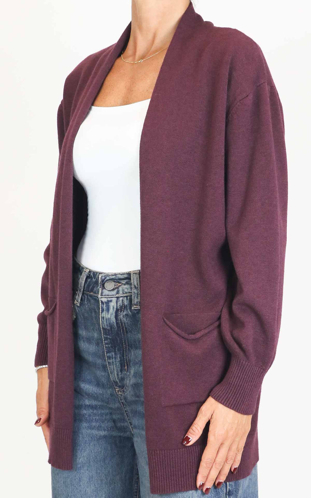 Initial - Cardigan lungo con tasche - Barolo