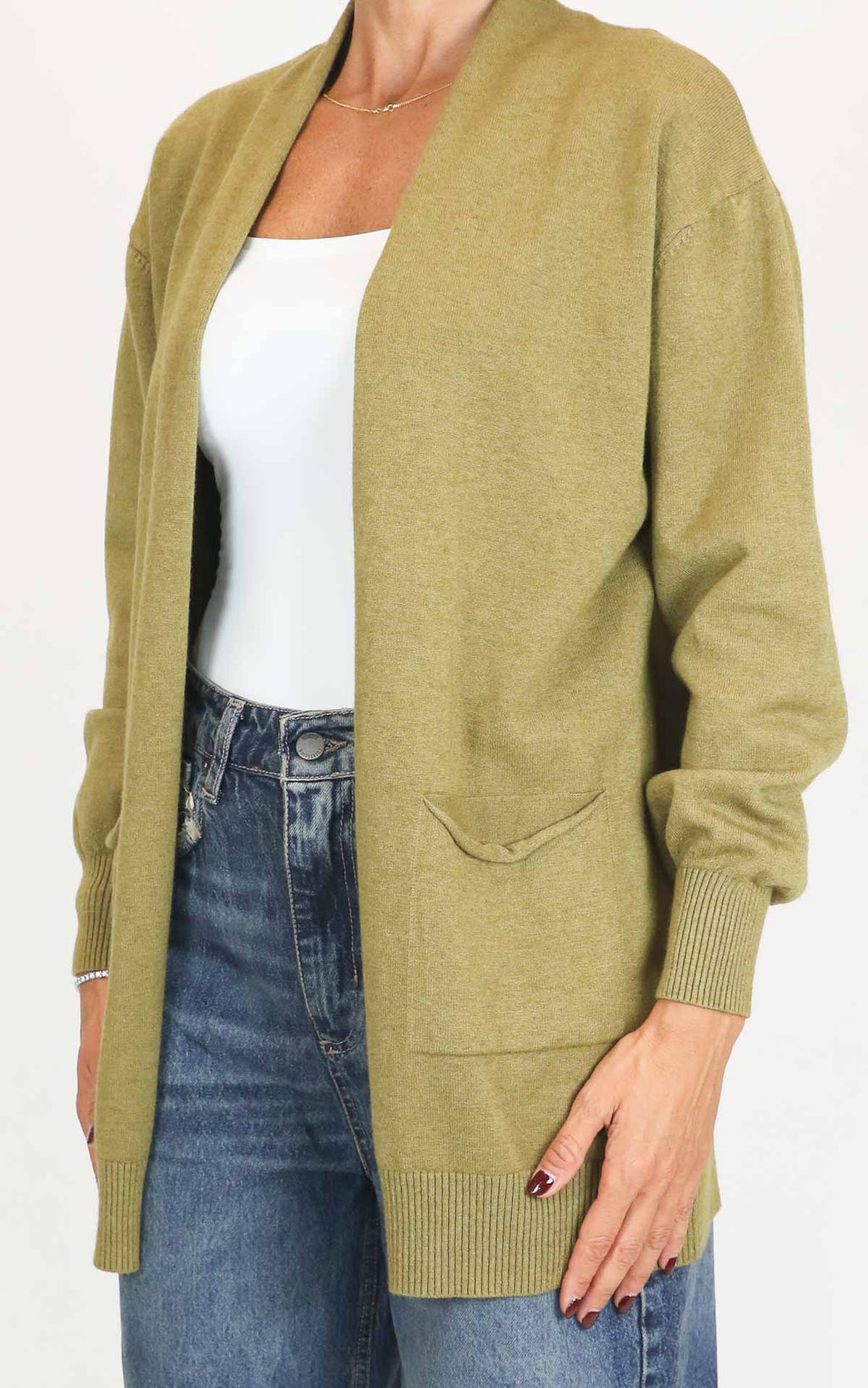 Initial - Cardigan lungo con tasche - Olio