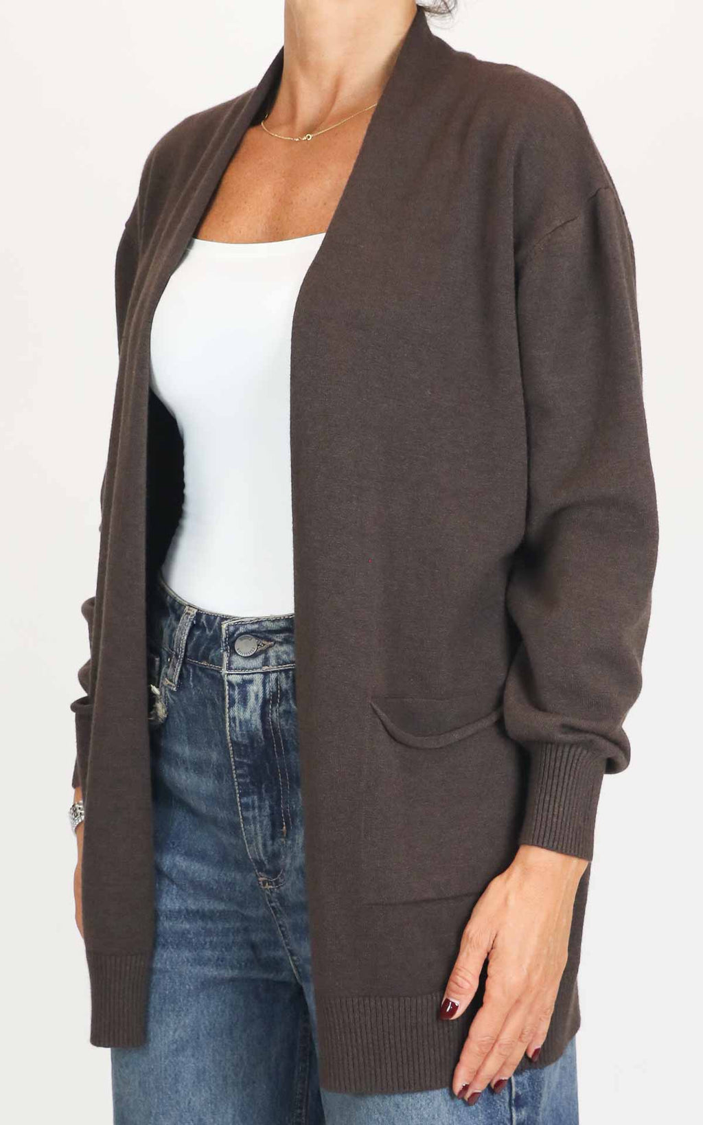 Initial - Cardigan lungo con tasche - Moro