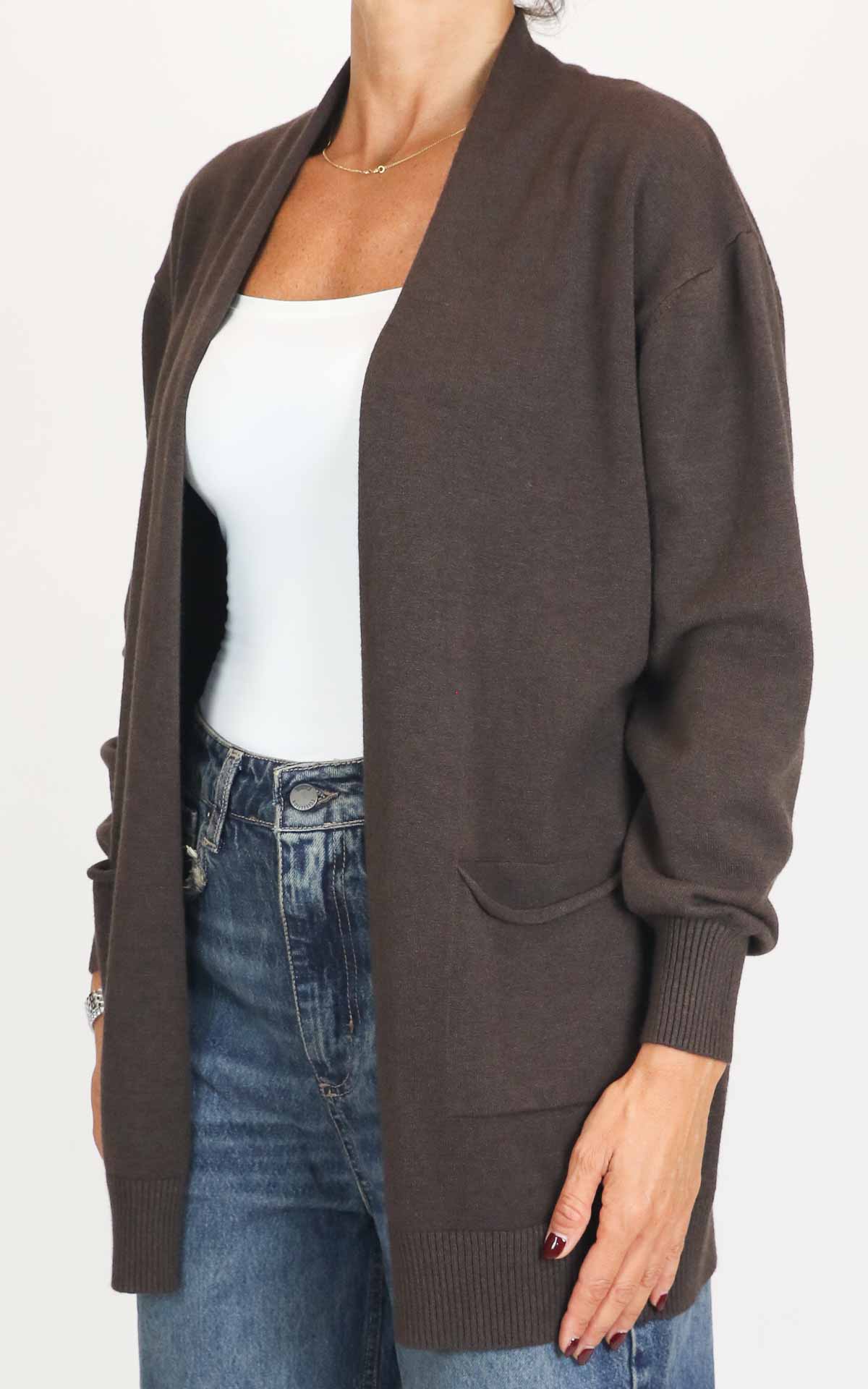 Initial - Cardigan lungo con tasche - Moro