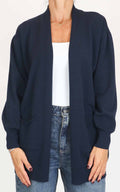 Initial - Cardigan lungo con tasche - Blu