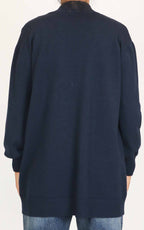 Initial - Cardigan lungo con tasche - Blu