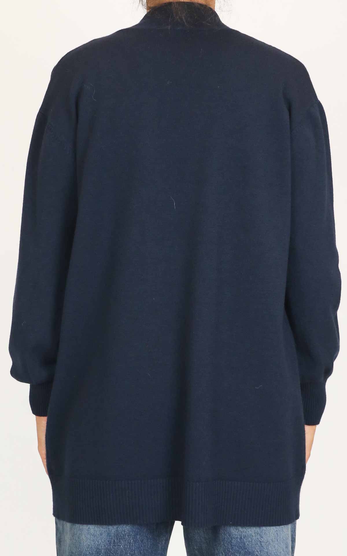 Initial - Cardigan lungo con tasche - Blu