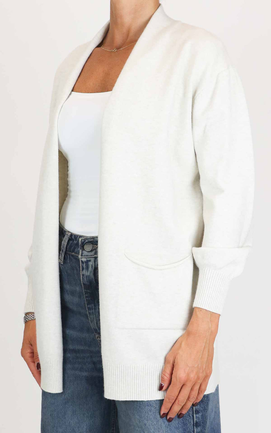 Initial - Cardigan lungo con tasche - Avorio