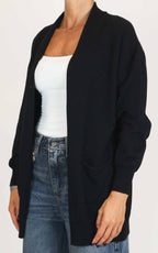 Initial - Cardigan lungo con tasche - Nero