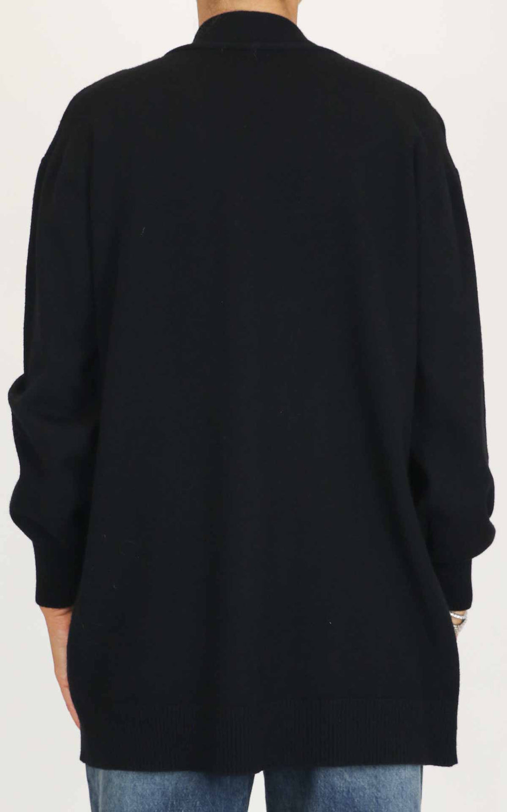 Initial - Cardigan lungo con tasche - Nero
