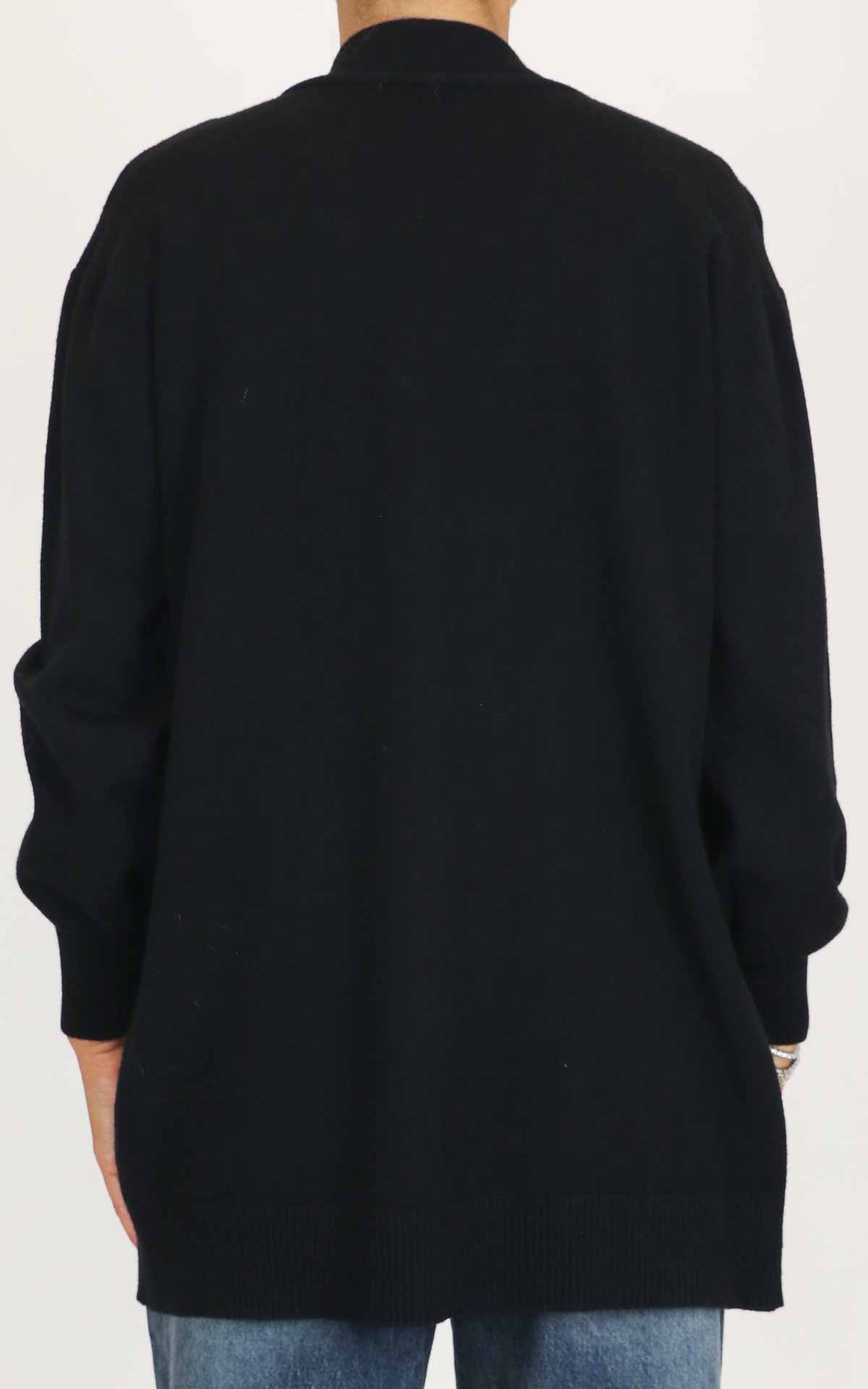 Initial - Cardigan lungo con tasche - Nero