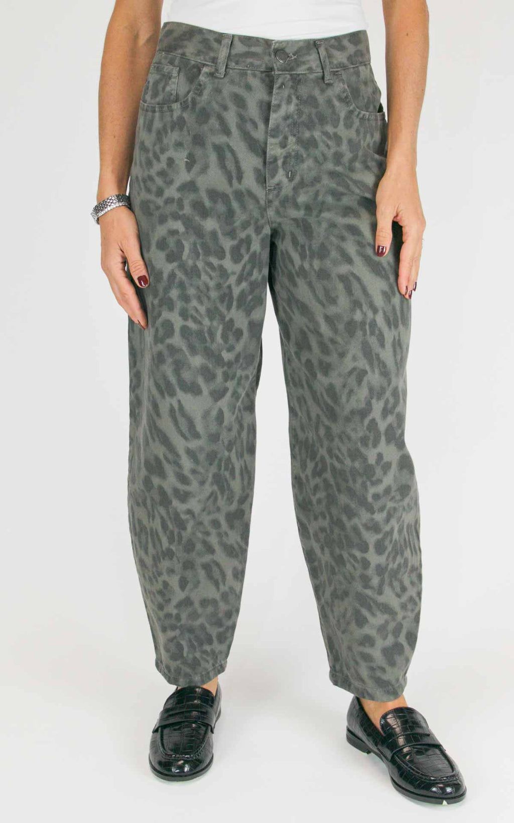 Susymix - Pantalone barrel maculato - Piombo