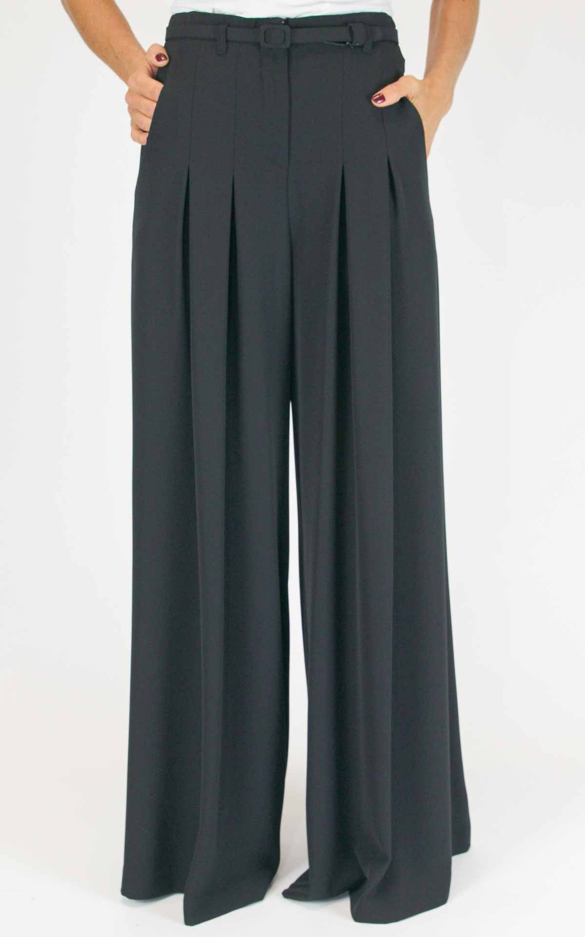 Imperial - Pantalone palazzo scivolato con pences - Nero