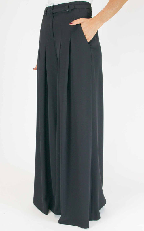 Imperial - Pantalone palazzo scivolato con pences - Nero