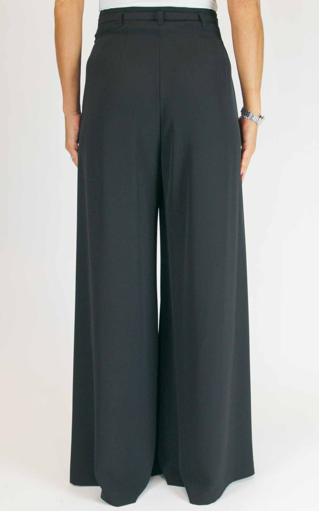 Imperial - Pantalone palazzo scivolato con pences - Nero