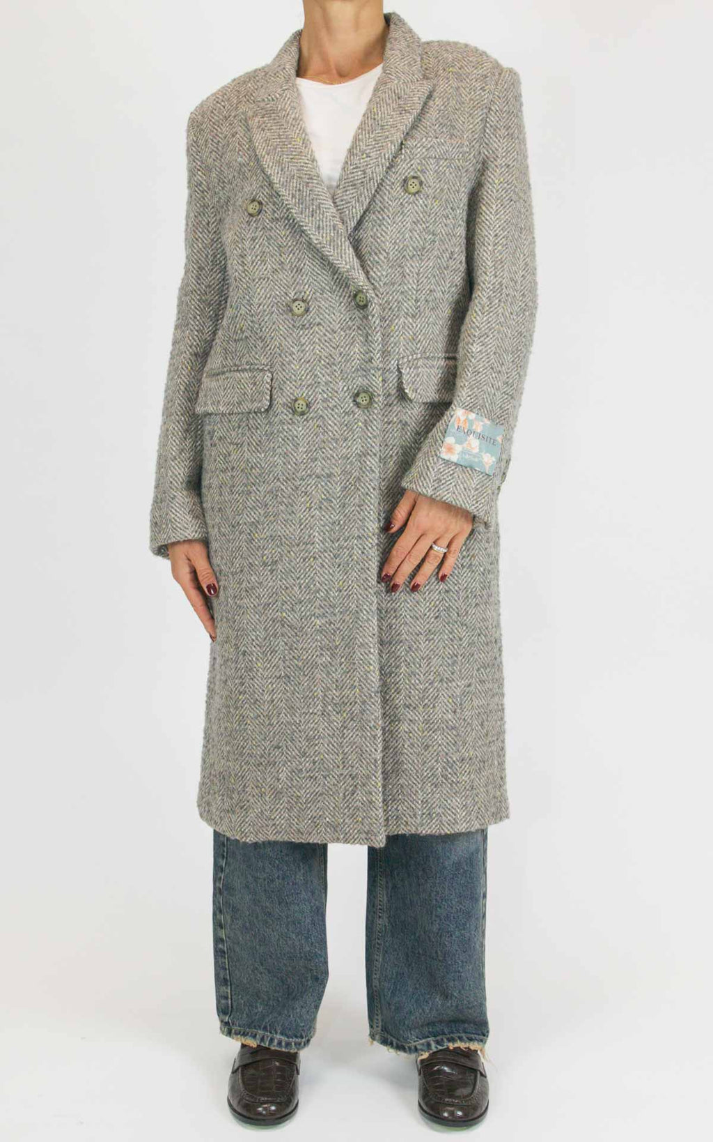 Wu'Side - Cappotto lungo spigato - Grigio / beige