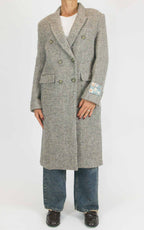 Wu'Side - Cappotto lungo spigato - Grigio / beige