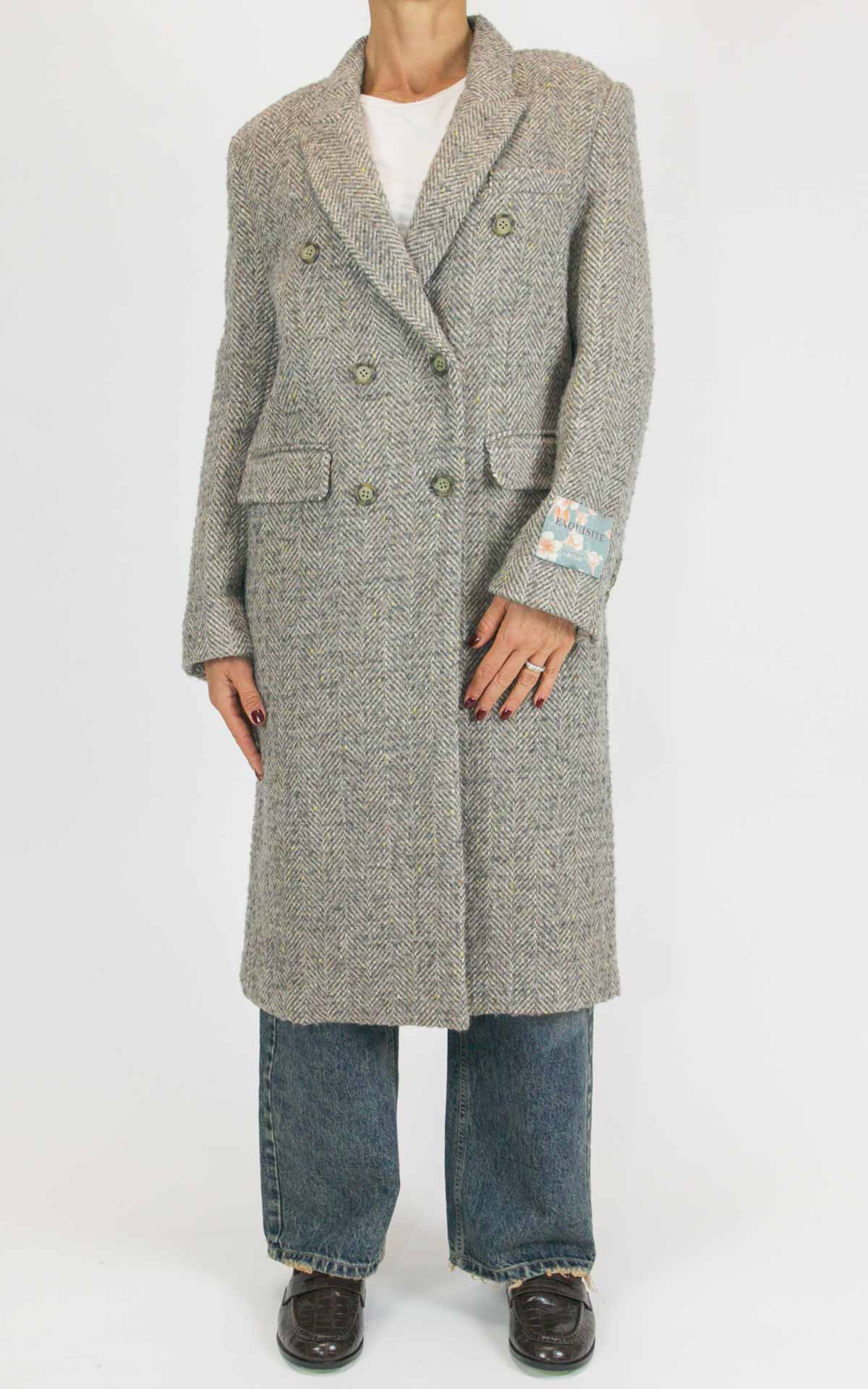 Wu'Side - Cappotto lungo spigato - Grigio / beige