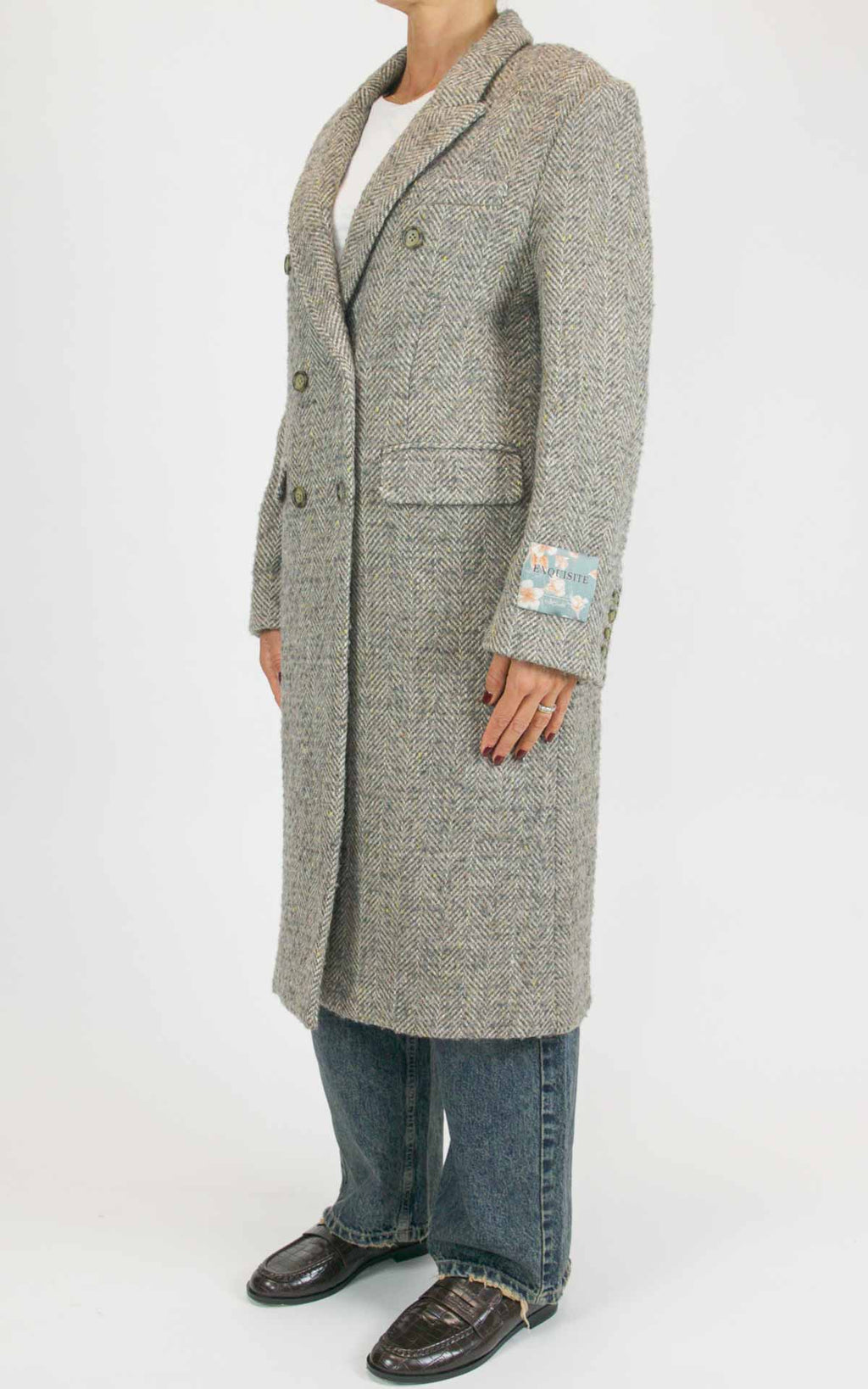Wu'Side - Cappotto lungo spigato - Grigio / beige