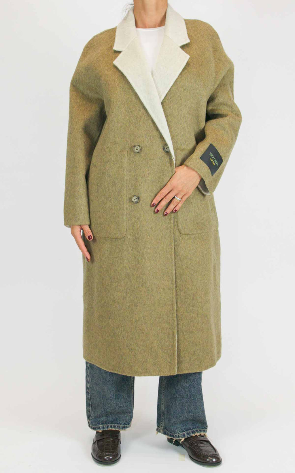 Wu'Side - Cappotto lungo double in lana - Beige