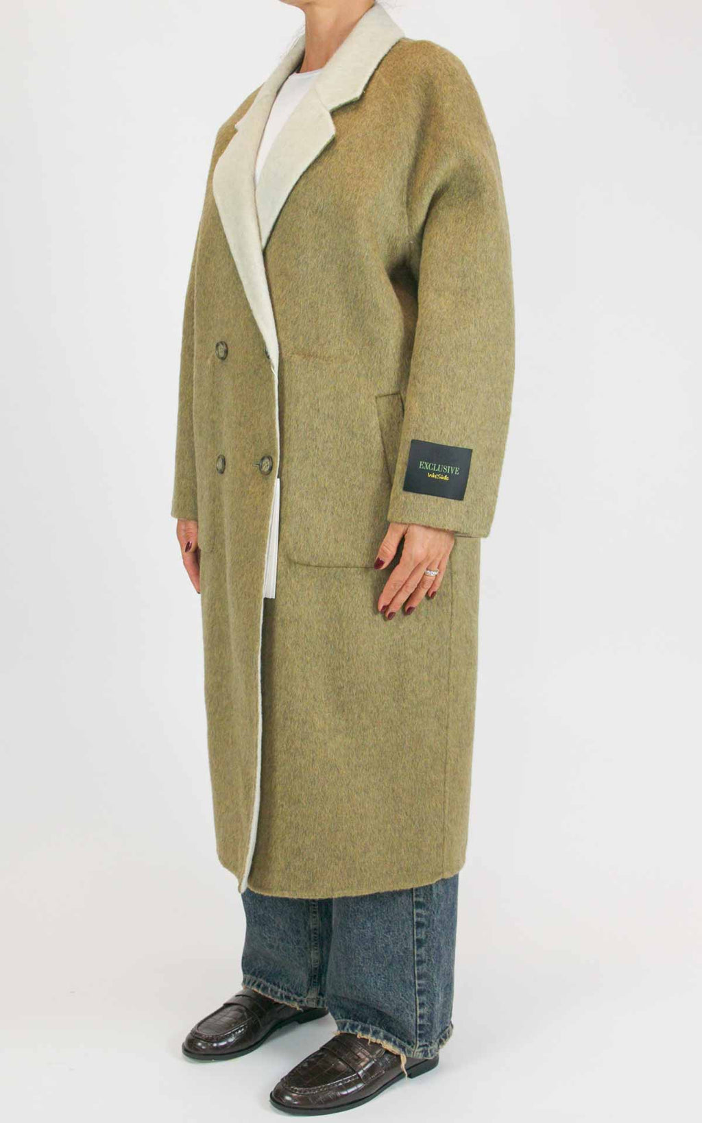 Wu'Side - Cappotto lungo double in lana - Beige