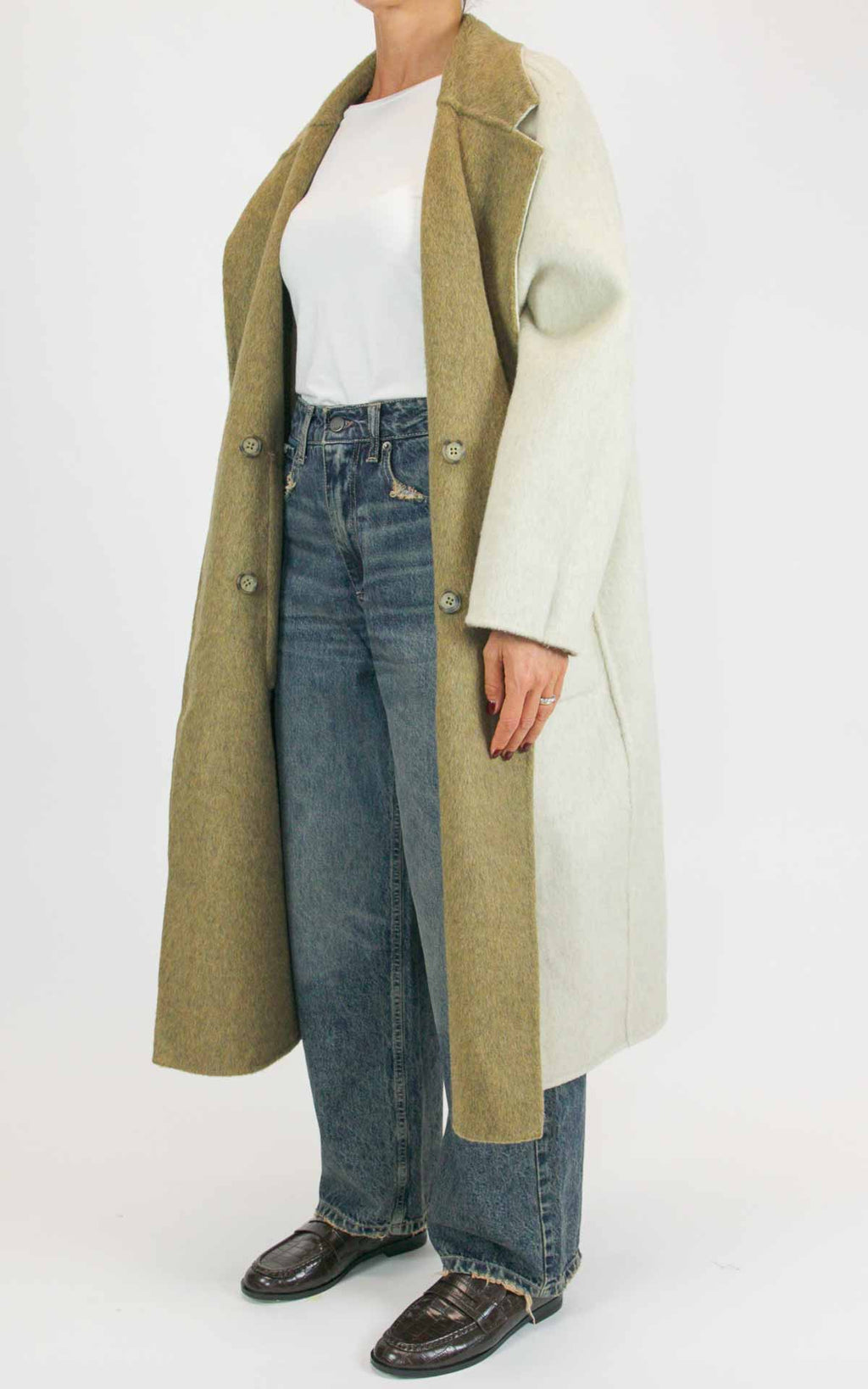 Wu'Side - Cappotto lungo double in lana - Beige