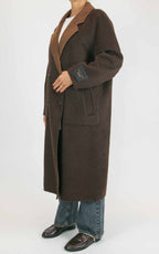 Wu'Side - Cappotto lungo double in lana - Moro