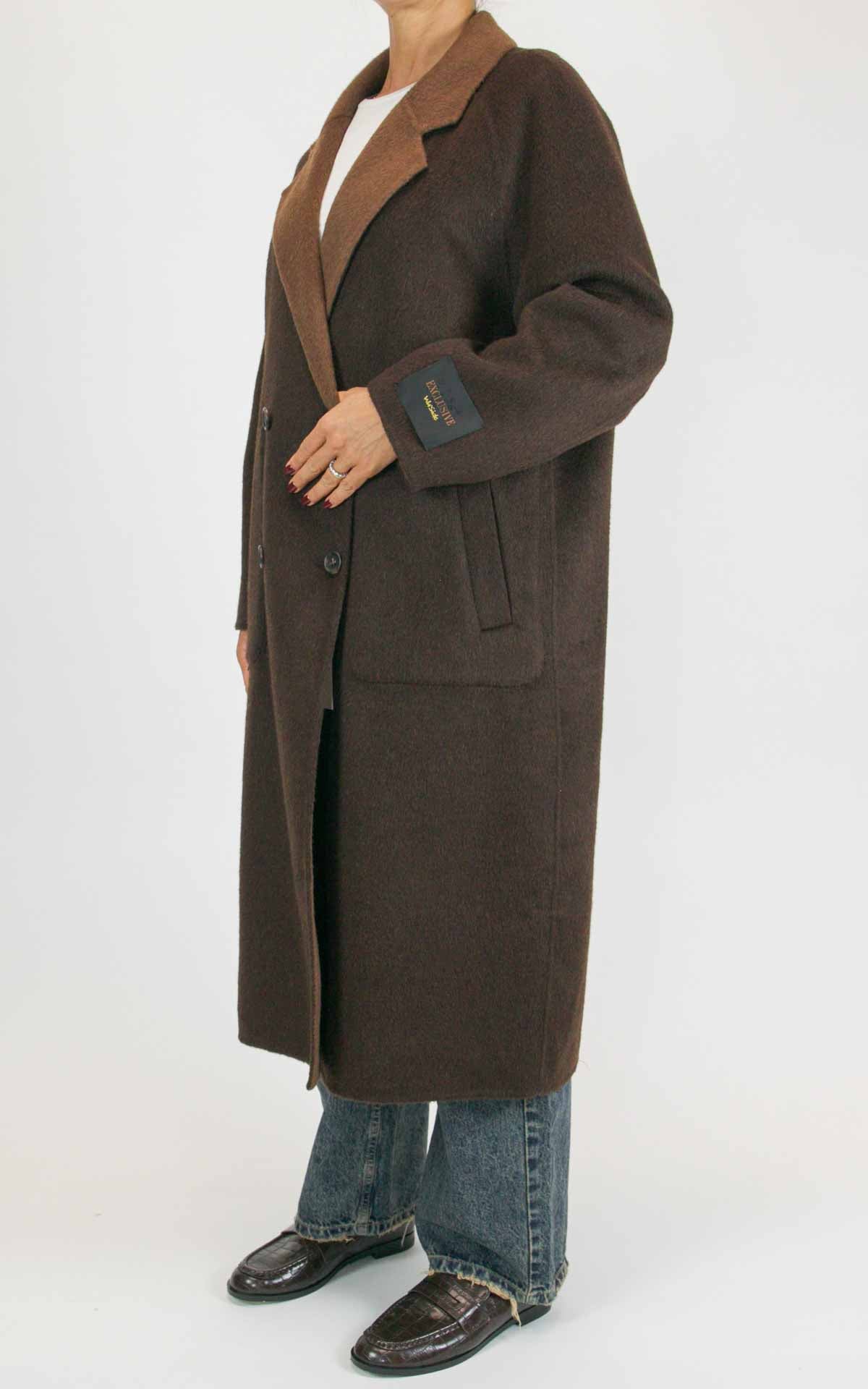 Wu'Side - Cappotto lungo double in lana - Moro