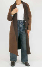 Wu'Side - Cappotto lungo double in lana - Moro