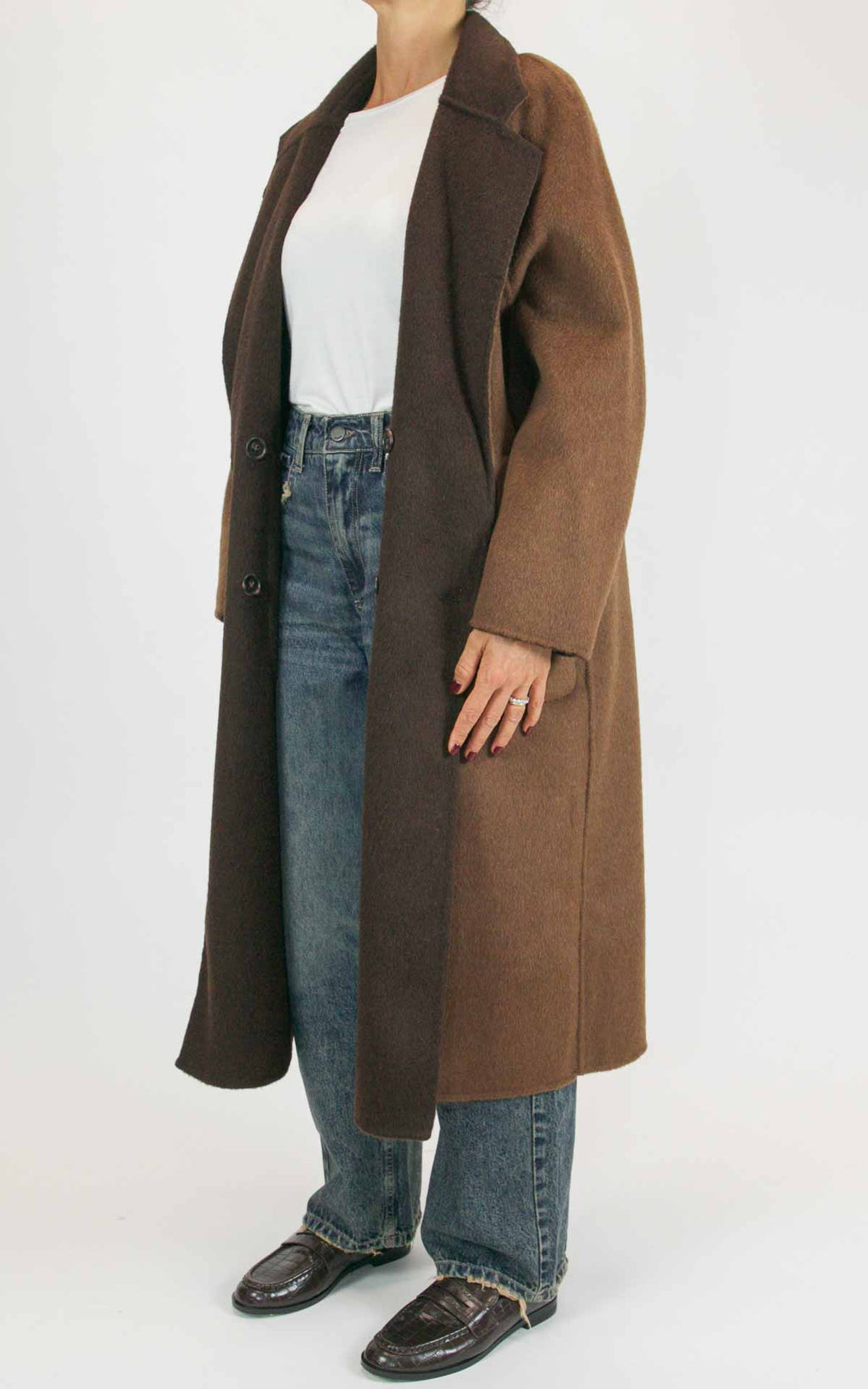 Wu'Side - Cappotto lungo double in lana - Moro