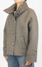 Off-on - Giacca corta pied de poule in neoprene - Moro / camel