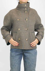 Off-on - Giacca corta pied de poule in neoprene - Moro / camel