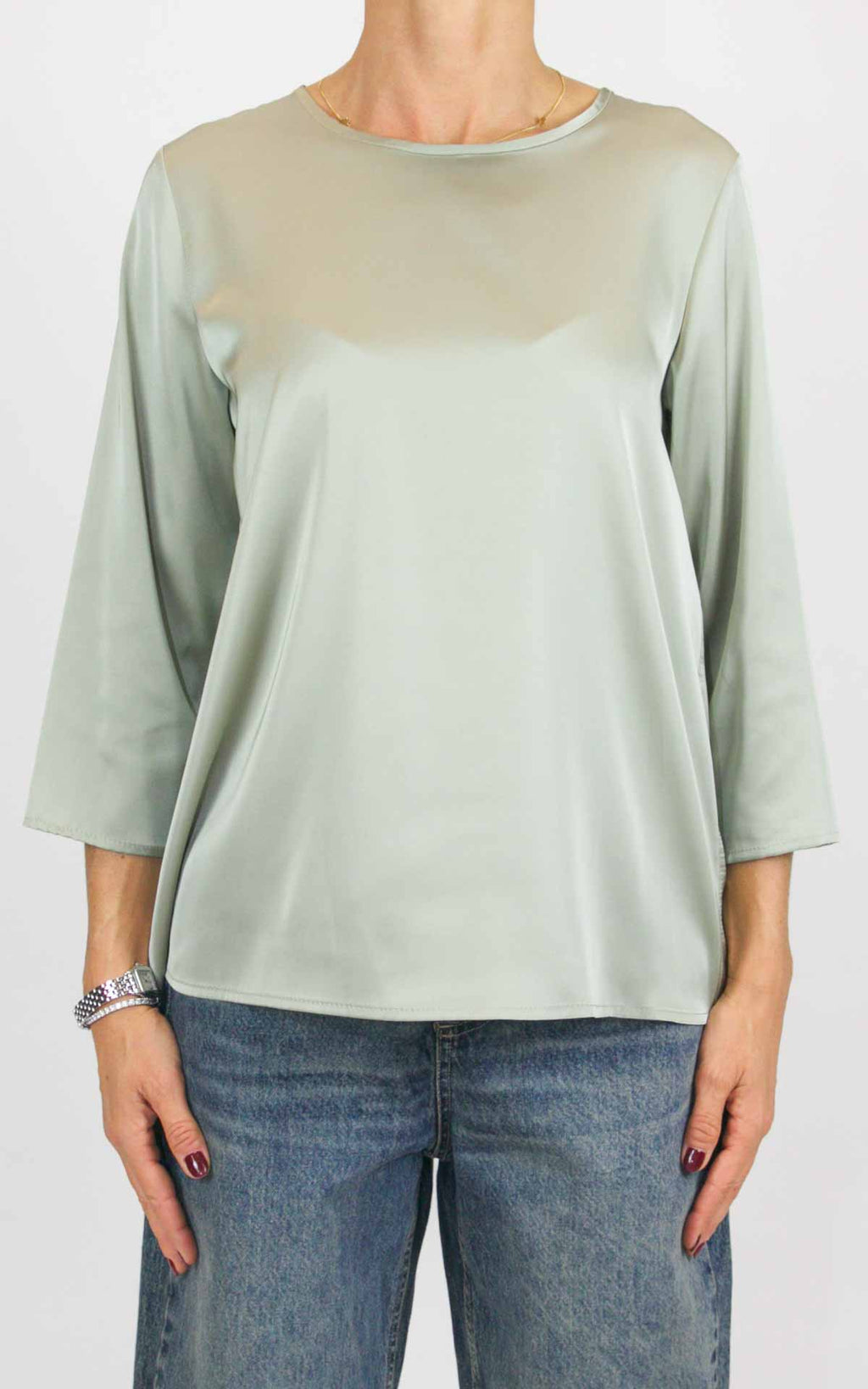 Imperial - Blusa fluida manica 3/4 - Verde salvia