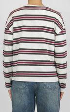 Susymix - Maglia riga con tasca paillettes - Burro