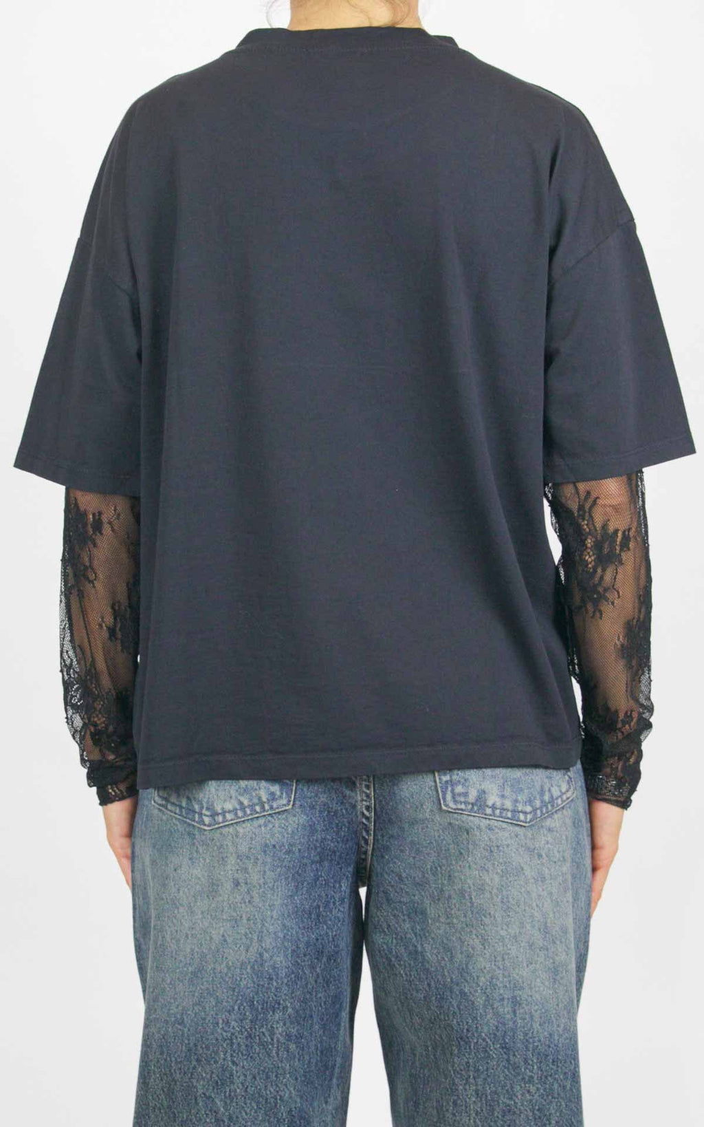 Susymix - Maglia con maniche pizzo - Nero