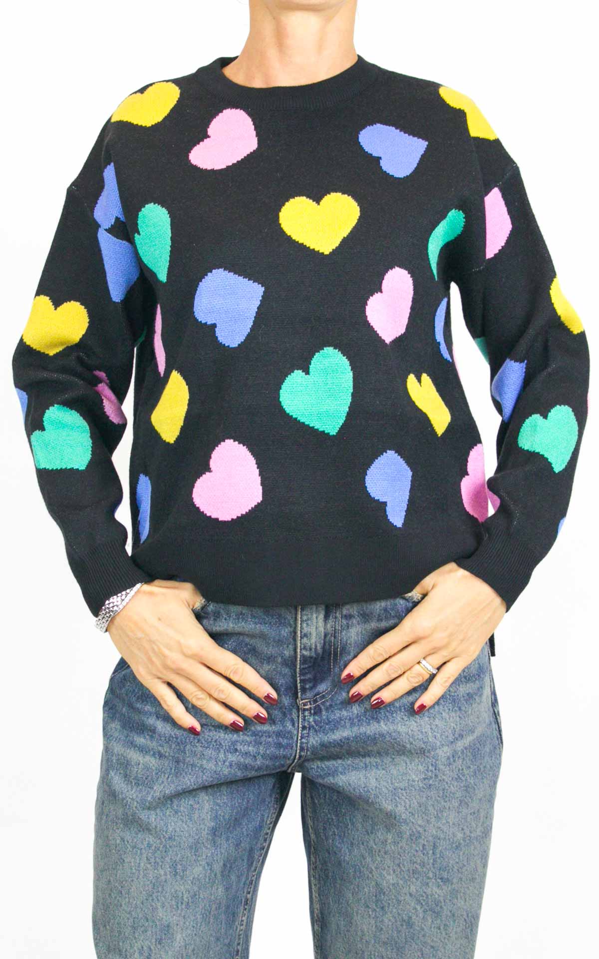 Compañía Fantástica - Maglione cuori - Nero