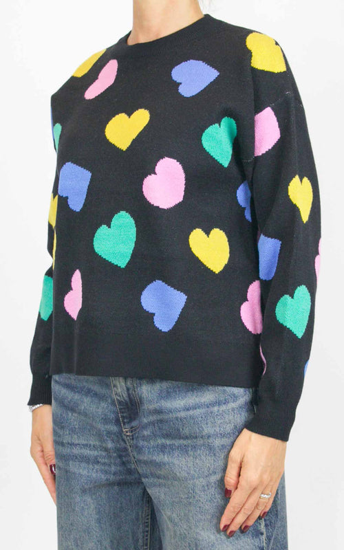 Compañía Fantástica - Maglione cuori - Nero